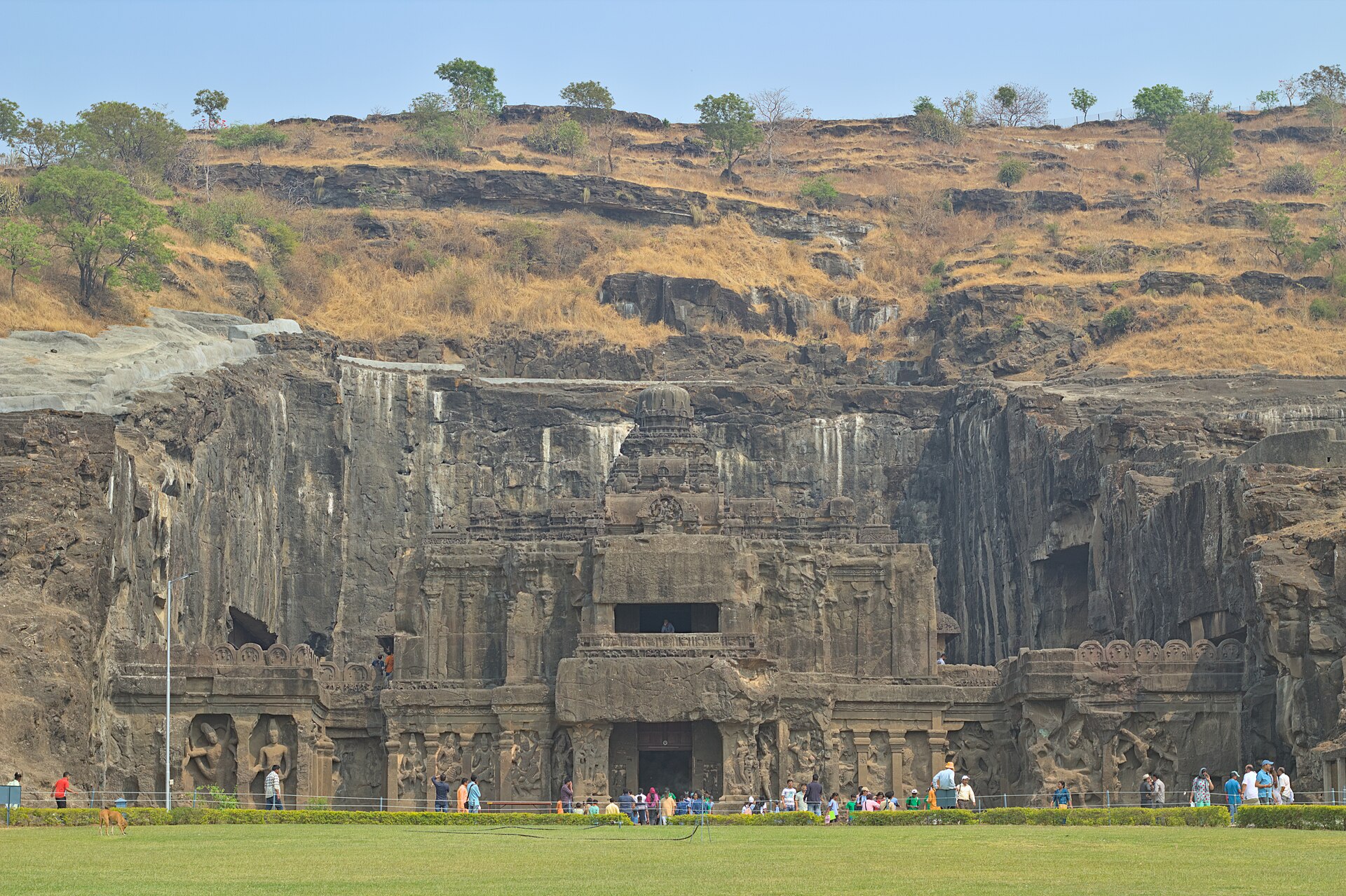 The Kailasa temple carved from a single rock at Ellora